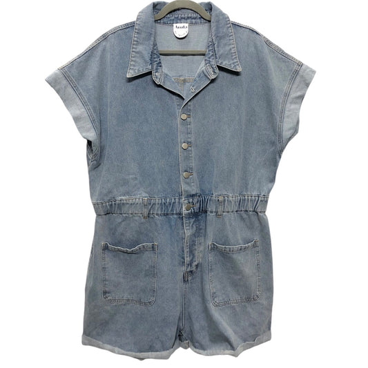 Romper By Clothes Mentor In Blue Denim, Size: 1x