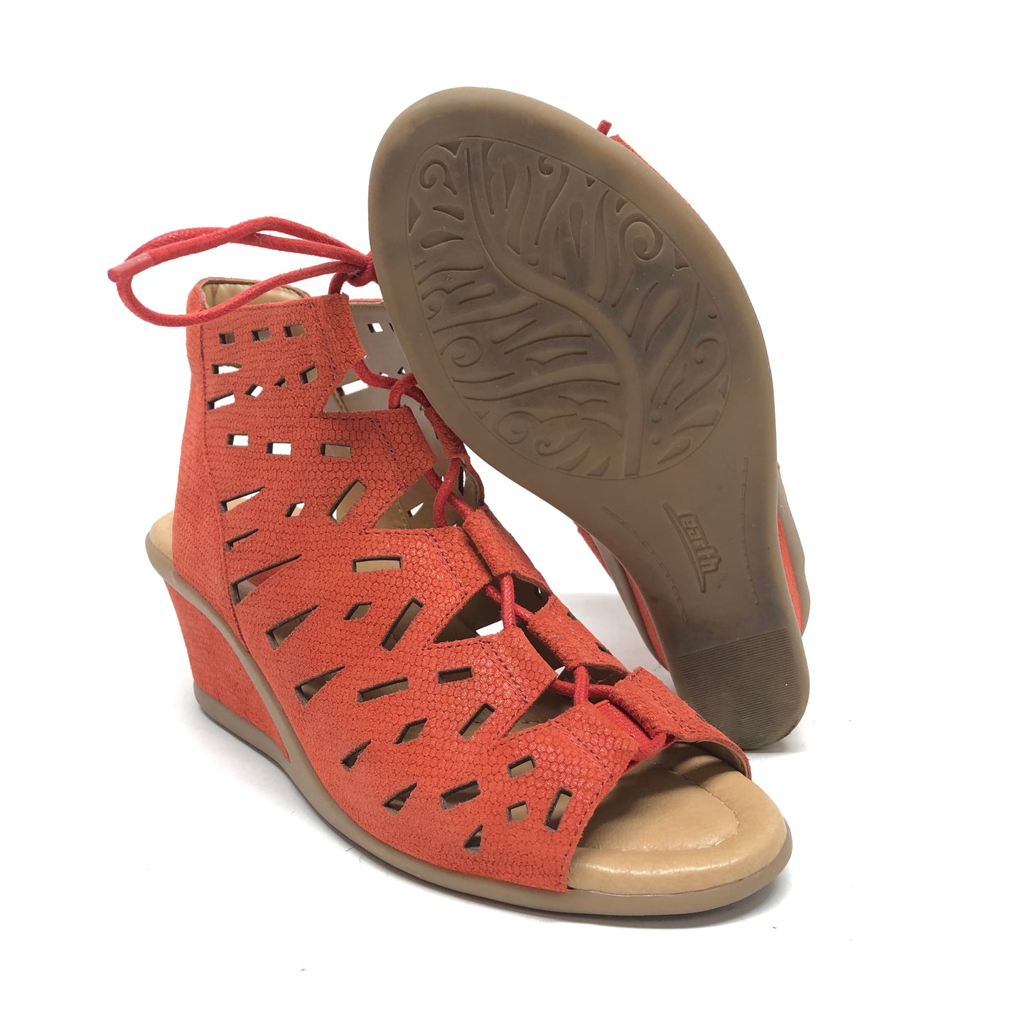 Shoes Heels Wedge By Earth In Orange, Size: 9