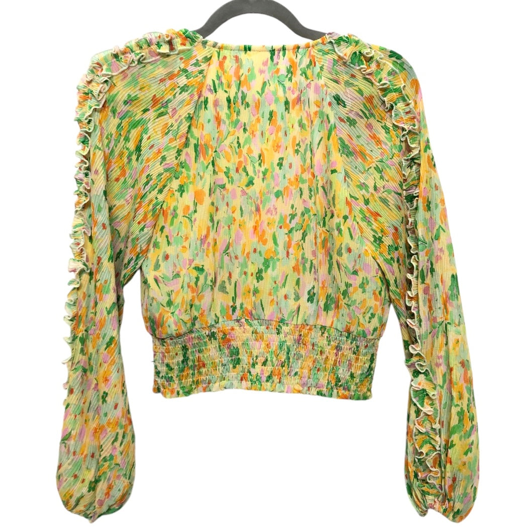 Blouse Long Sleeve By Astr In Green & Yellow, Size: Xs