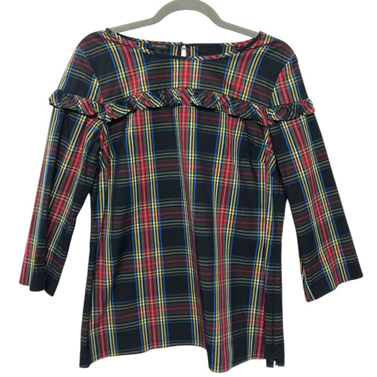 Top Long Sleeve By Talbots In Plaid Pattern, Size: M