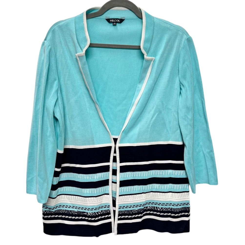 Cardigan By Misook In Aqua, Size: M