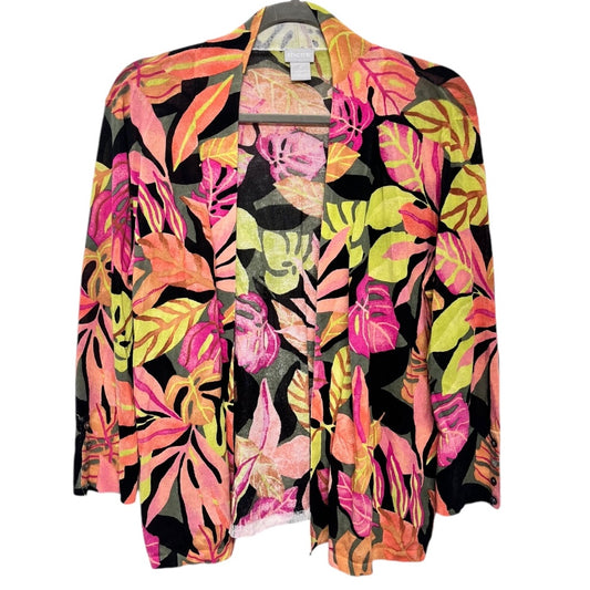 Cardigan By Chicos In Tropical Print, Size: M