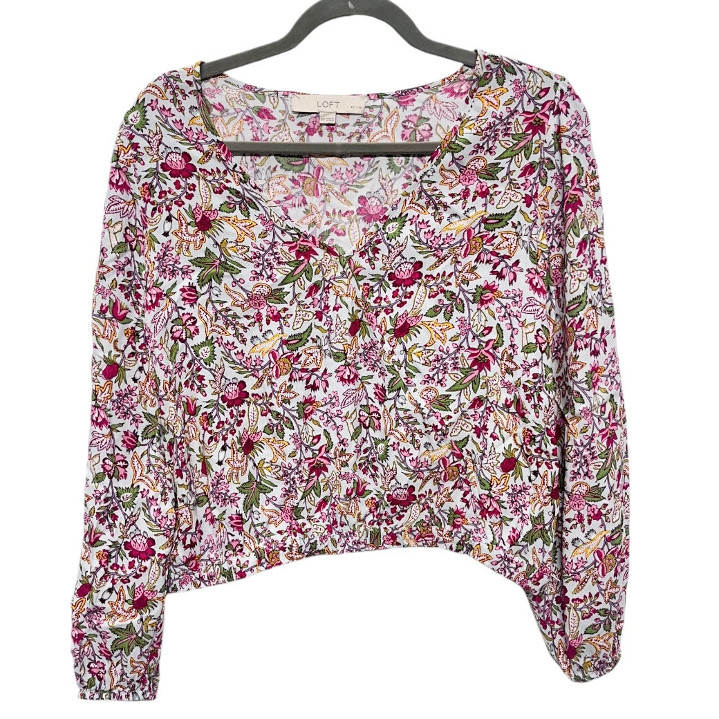 Blouse Long Sleeve By Loft In Floral Print, Size: Xsp