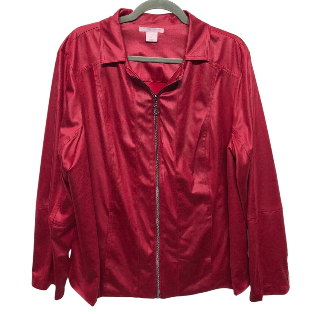 Jacket Moto By Allison Daley In Red, Size: 1x