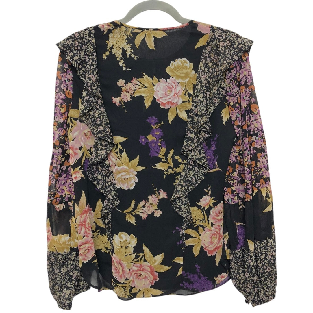 Blouse Long Sleeve By Lauren By Ralph Lauren In Floral Print, Size: S