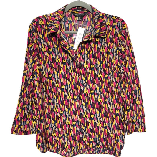 Blouse 3/4 Sleeve By Investments In Pink & Yellow, Size: Mp