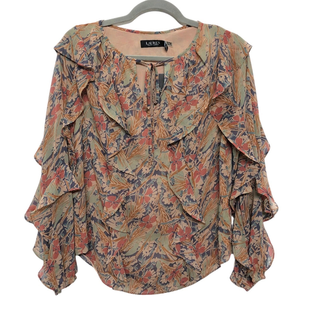 Blouse Long Sleeve By Lauren By Ralph Lauren In Floral Print, Size: S