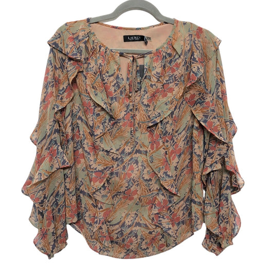 Blouse Long Sleeve By Lauren By Ralph Lauren In Floral Print, Size: S