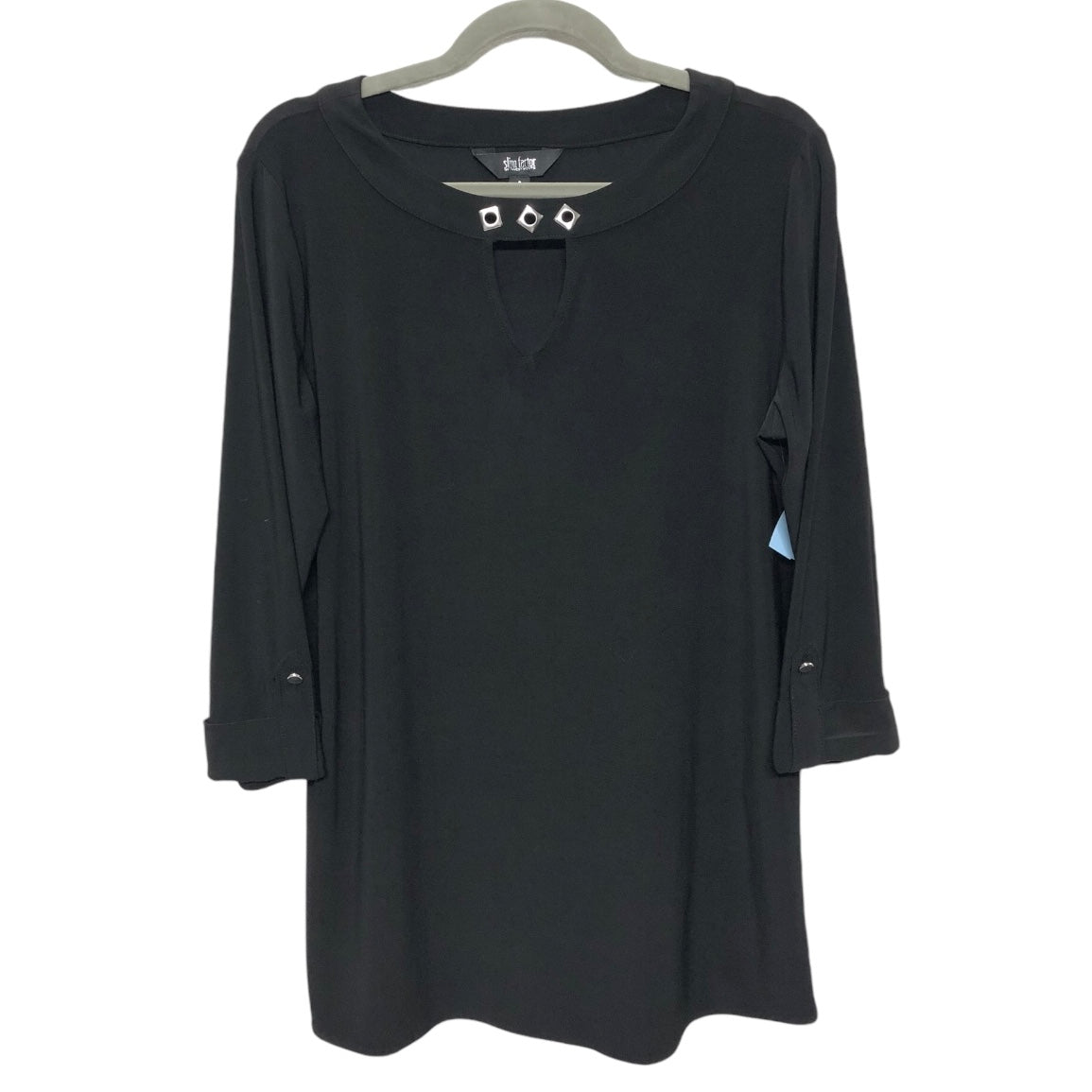 Blouse 3/4 Sleeve By Investments In Black, Size: S