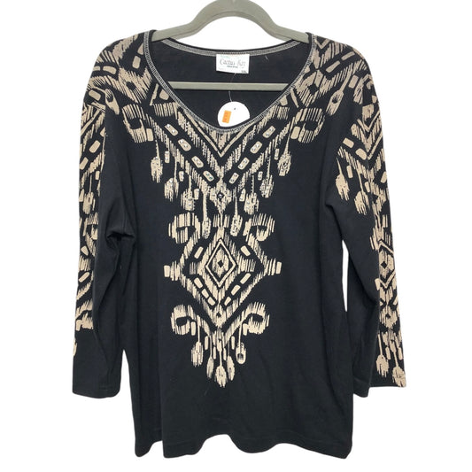 Top 3/4 Sleeve By Clothes Mentor In Black & Tan, Size: Xxl