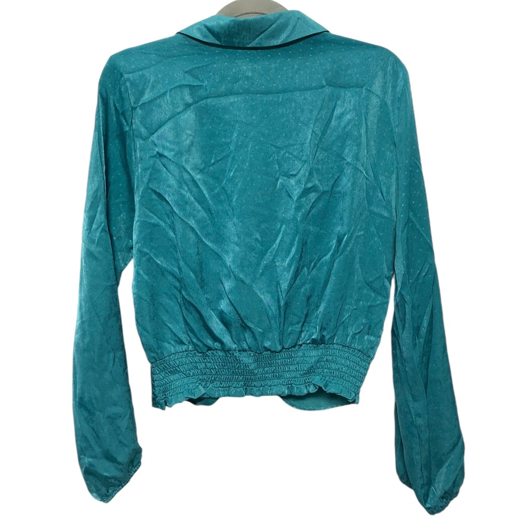 Blouse Long Sleeve By Pleione In Teal, Size: L