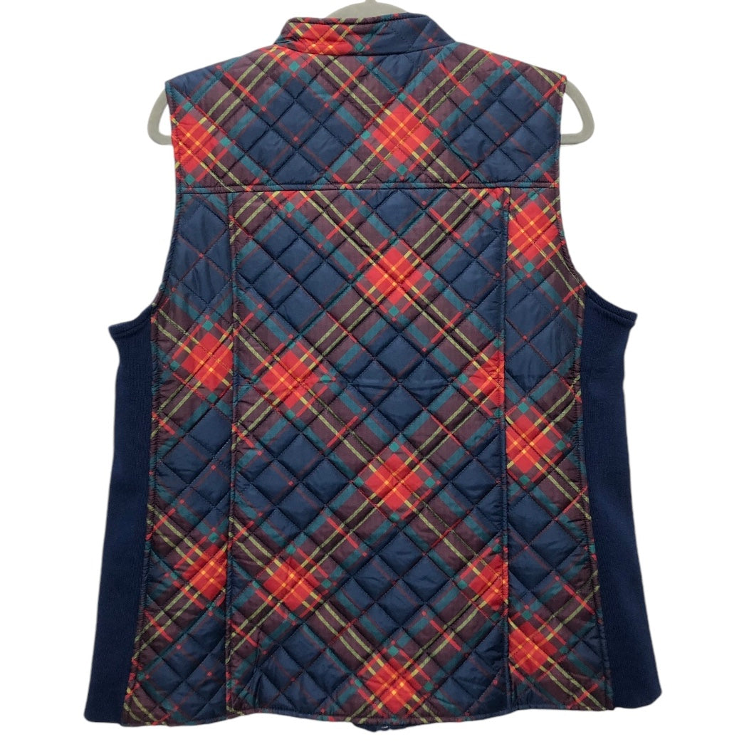 Vest Puffer & Quilted By Kim Rogers In Plaid Pattern, Size: L