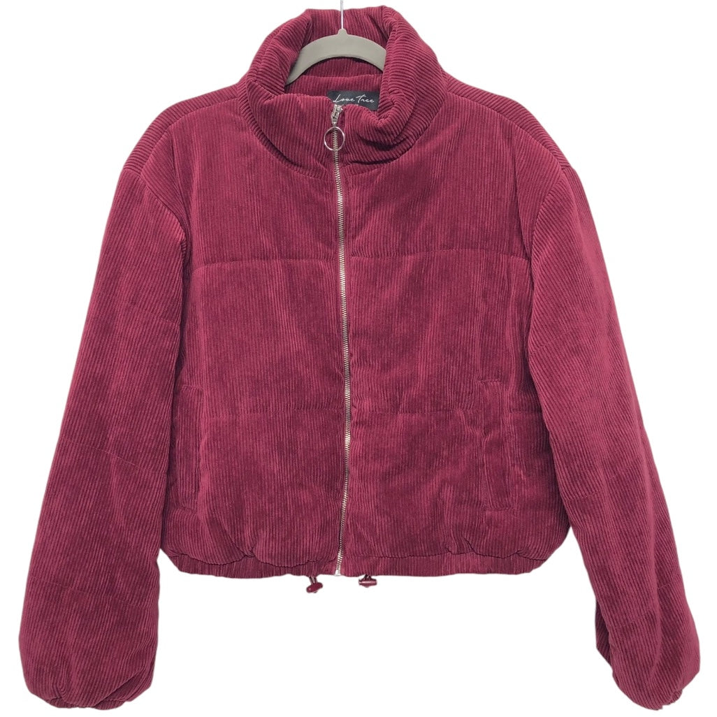 Jacket Puffer & Quilted By Love Tree In Maroon, Size: L