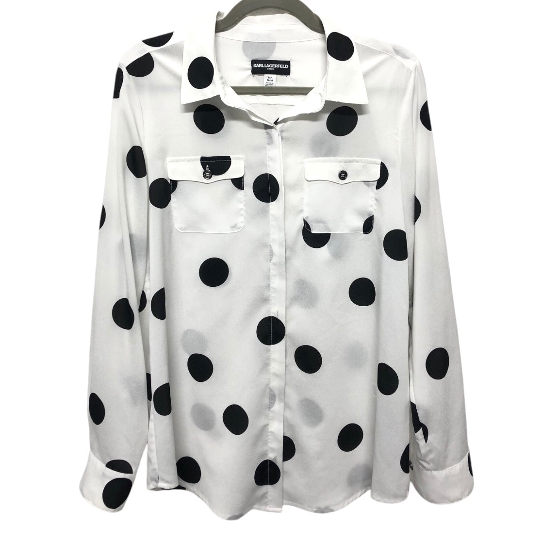 Blouse Designer By Karl Lagerfeld In Black & White, Size: M