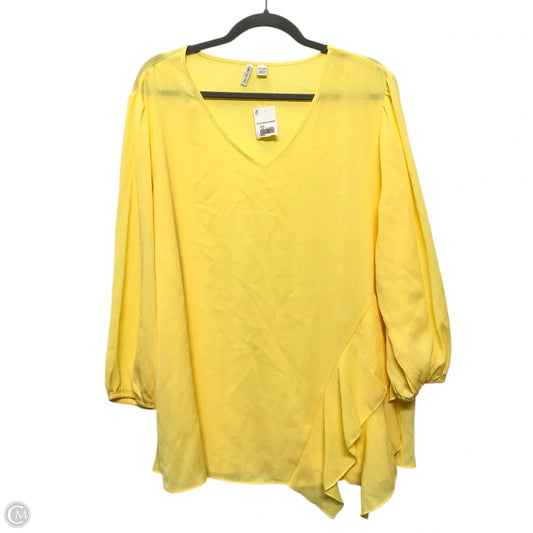 Blouse Long Sleeve By Cato In Yellow, Size: 18