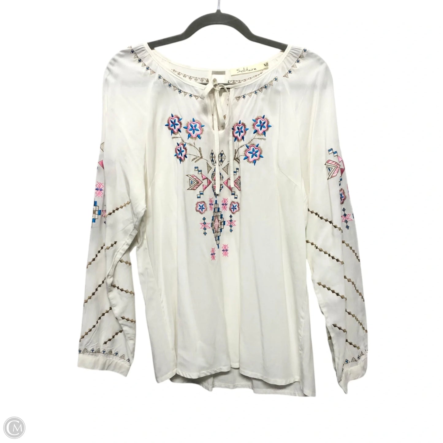 Tunic Long Sleeve By Solitaire In Ivory, Size: M