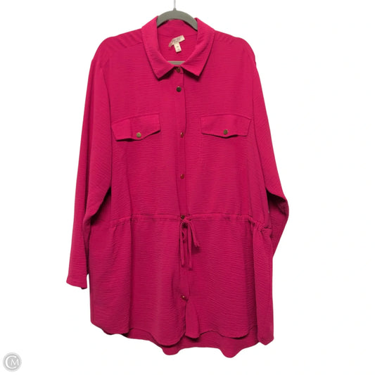 Tunic Long Sleeve By Clothes Mentor In Pink, Size: 2x