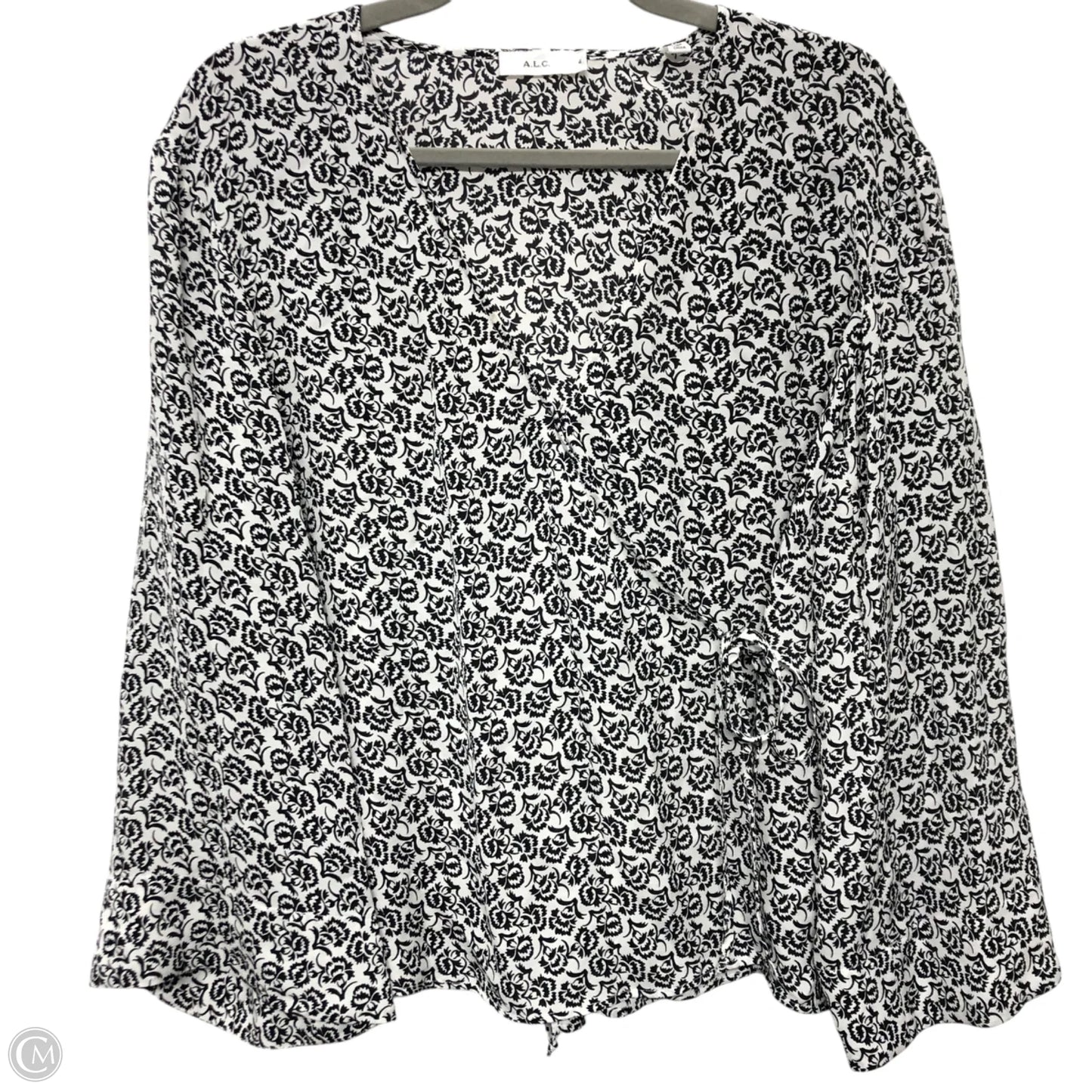 Blouse Long Sleeve By Alc In Black & White, Size: 4