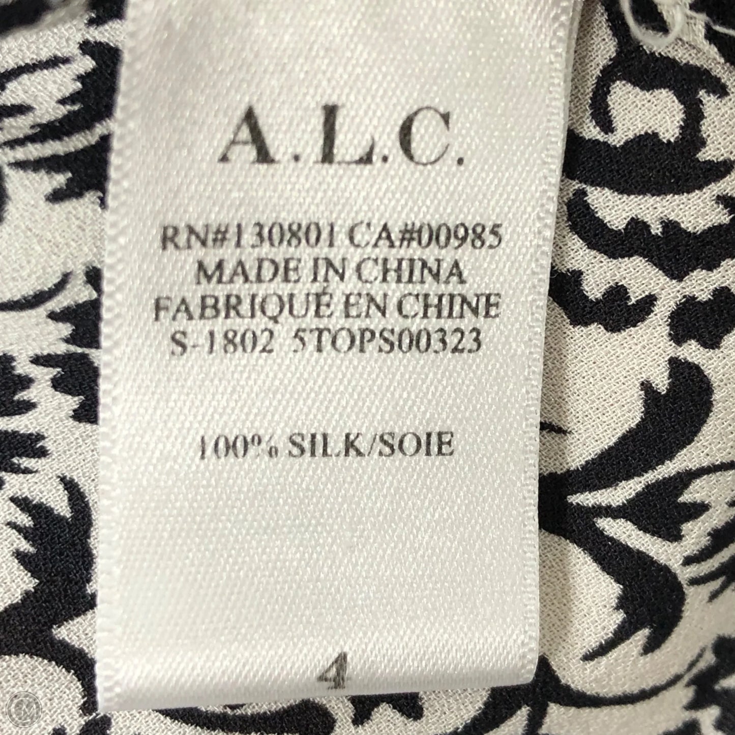 Blouse Long Sleeve By Alc In Black & White, Size: 4