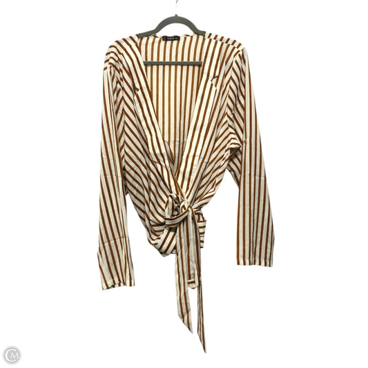 Top Long Sleeve By Shein In Tan & White, Size: 3x