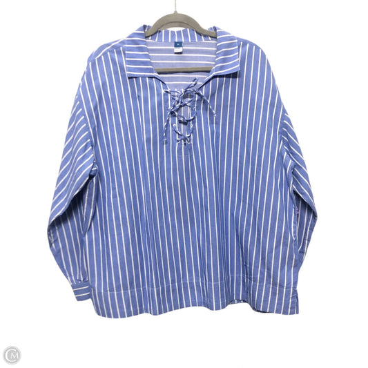 Top Long Sleeve By Old Navy In Blue & White, Size: Xl