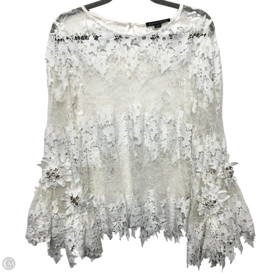 Blouse Long Sleeve By Boston Proper In Ivory, Size: M