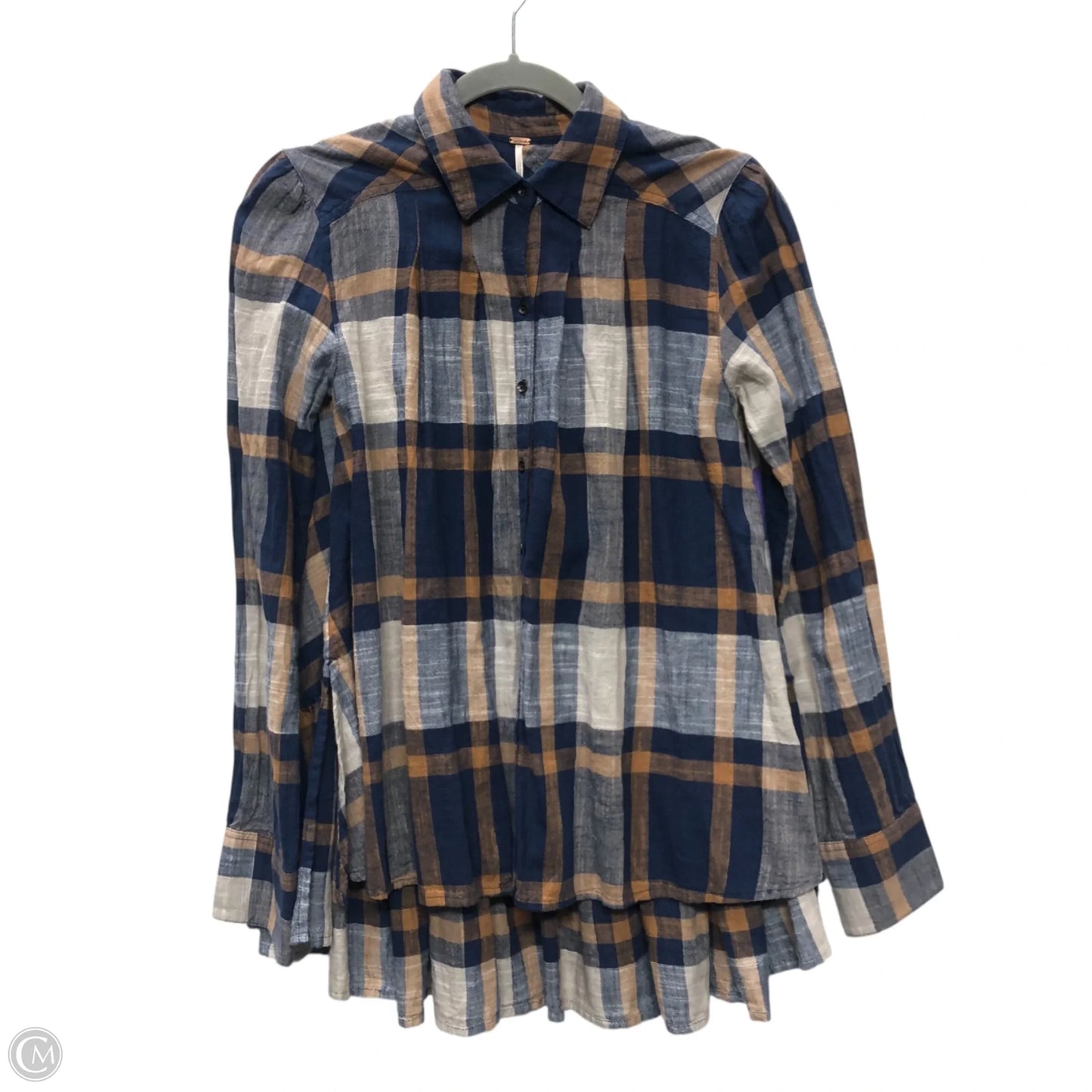 Tunic Long Sleeve By Free People In Blue & Tan, Size: Xs