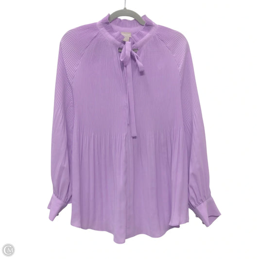 Blouse Long Sleeve By Chicos In Purple, Size: L