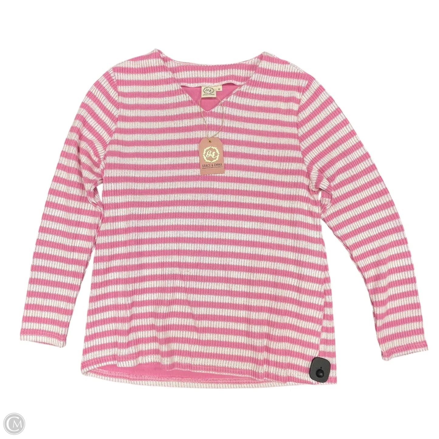 Sweater By Clothes Mentor In Pink & White, Size: M