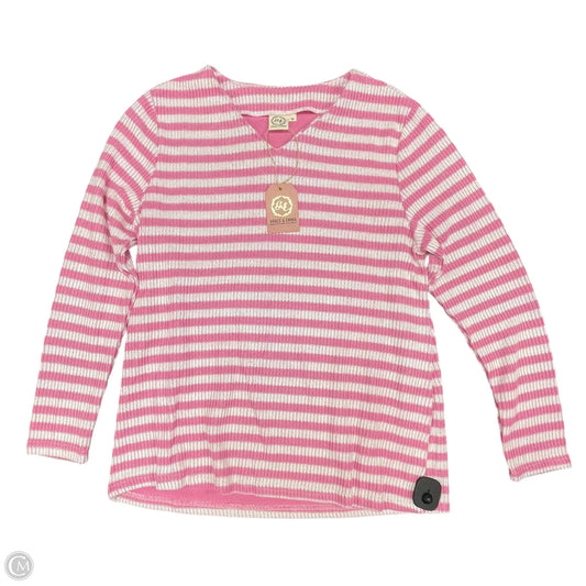 Sweater By Clothes Mentor In Pink & White, Size: M