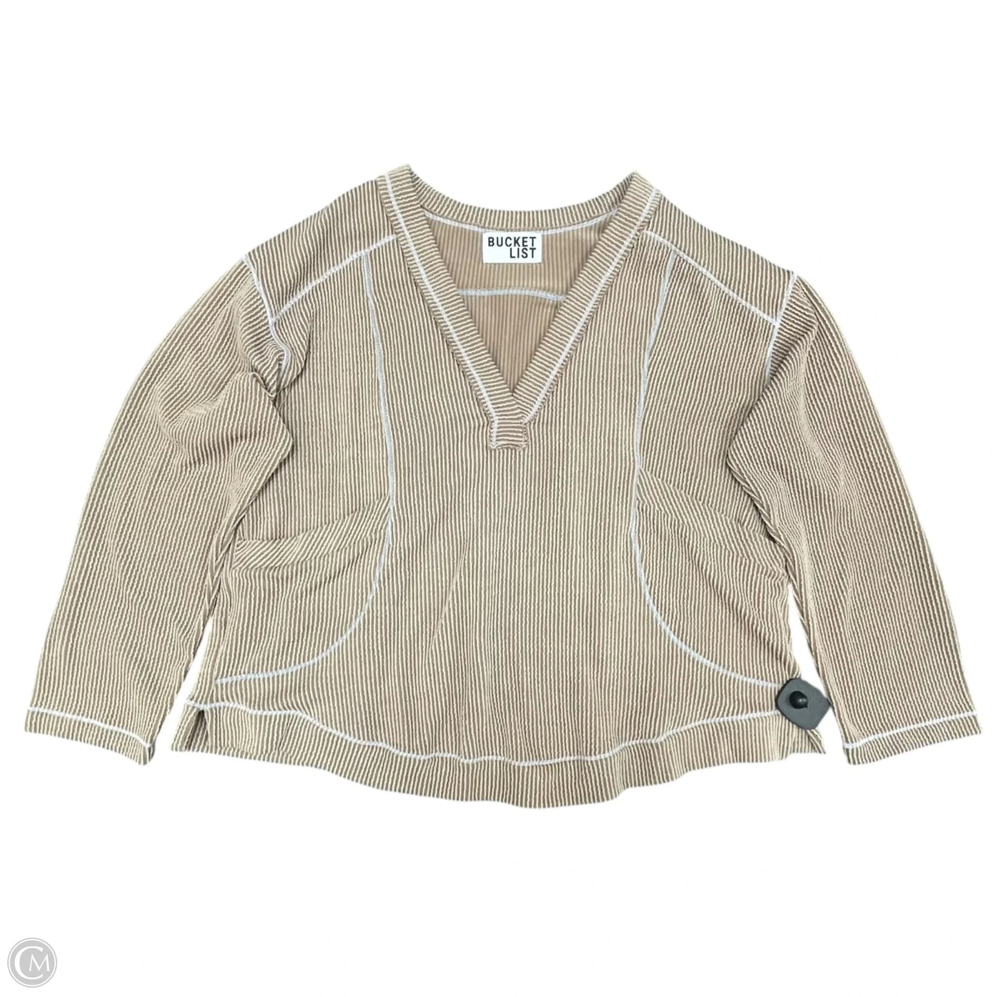 Top Long Sleeve By Cmc In Tan, Size: M