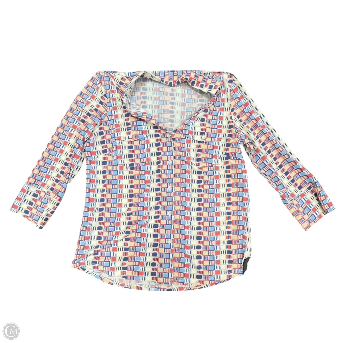 Top 3/4 Sleeve By J Mclaughlin In Blue & Red, Size: S