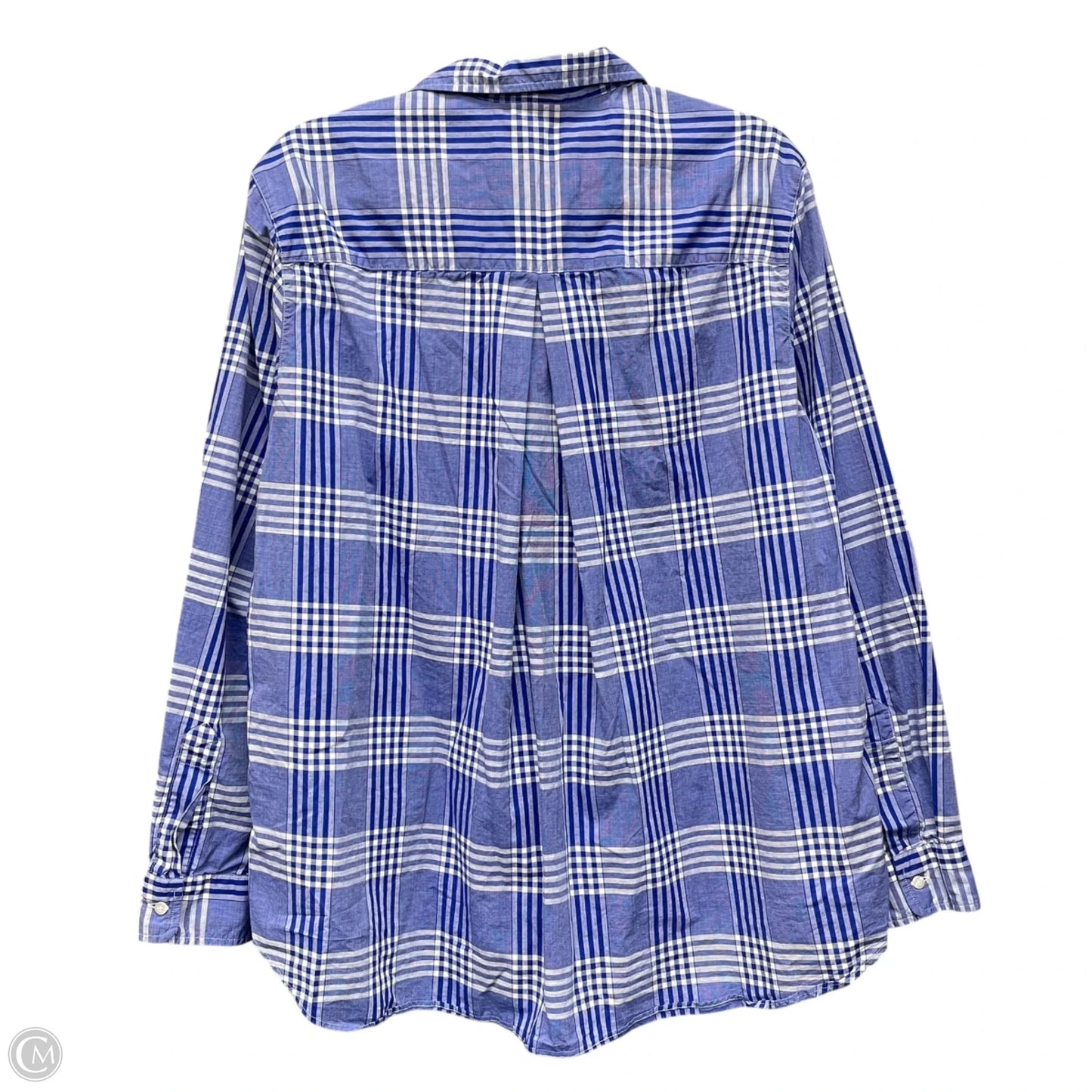 Top Long Sleeve By Grayson In Blue & White, Size: M