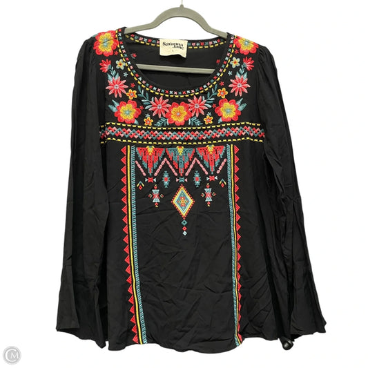 Tunic Long Sleeve By Savanna Jane In Black, Size: L
