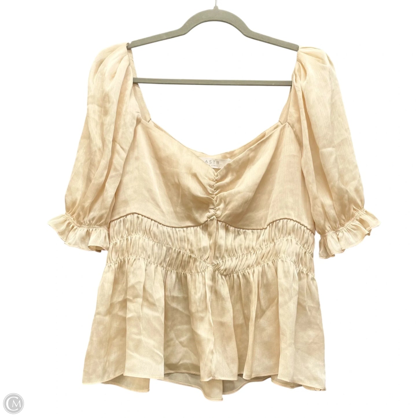 Blouse Short Sleeve By Astr In Beige, Size: Xl