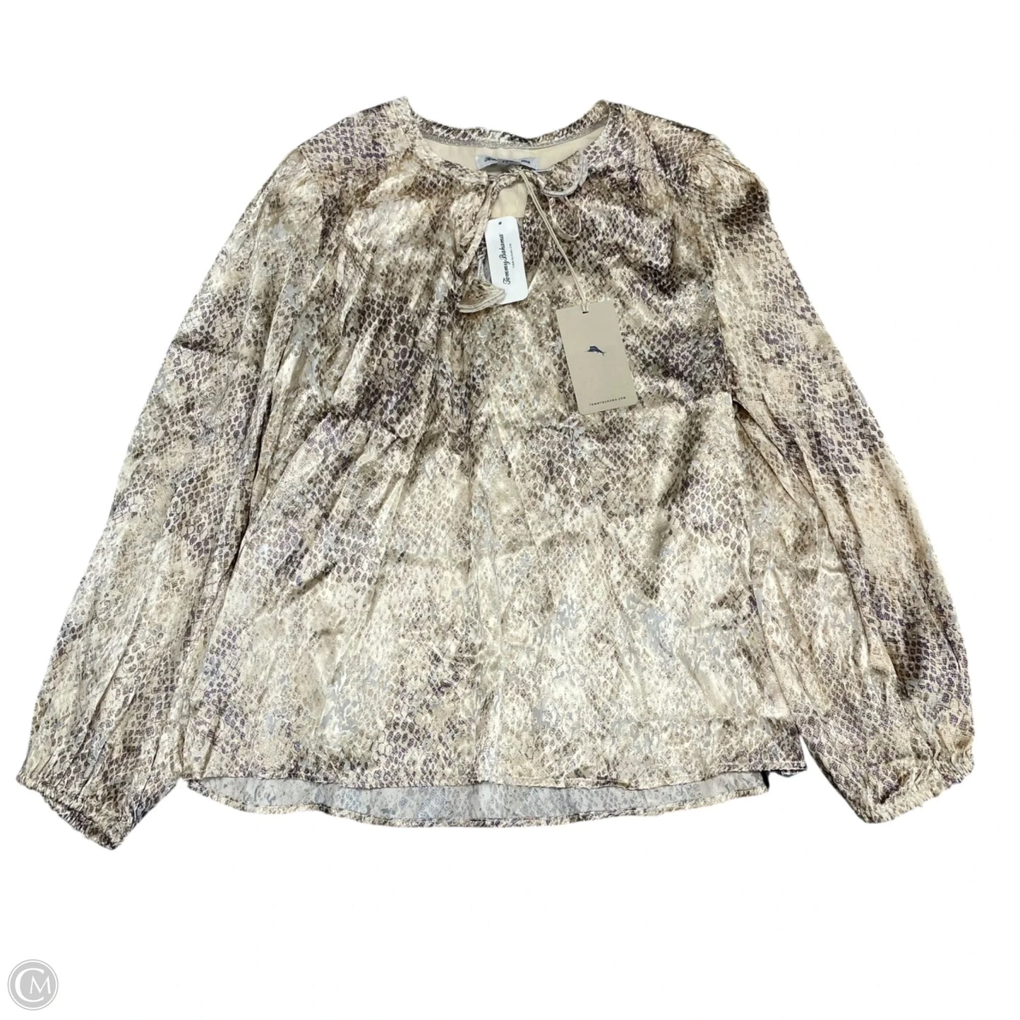 Blouse Long Sleeve By Tommy Bahama In Beige, Size: M