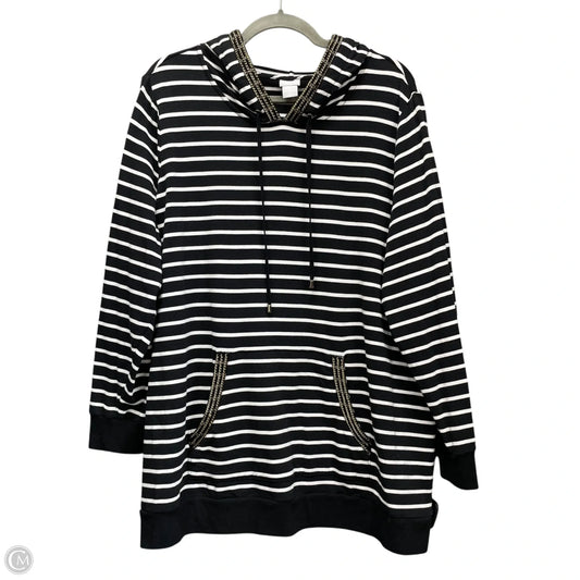 Sweatshirt Hoodie By Chicos In Black & White, Size: Xl
