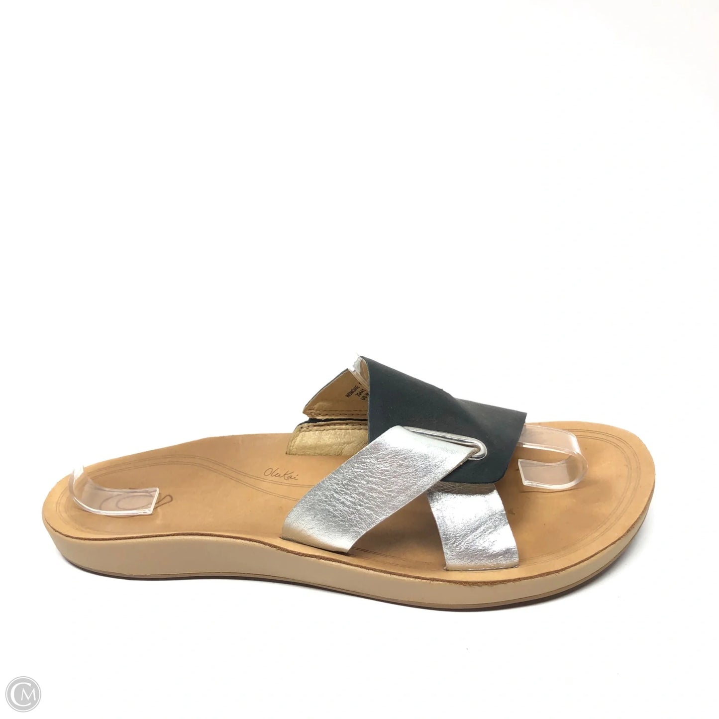 Sandals Flats By Olukai In Black & Silver, Size: 10