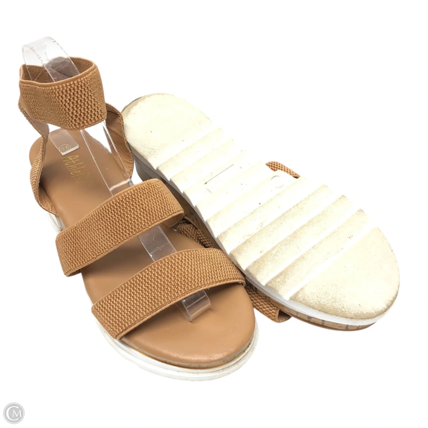 Sandals Heels Platform By Cme In Tan, Size: 9.5