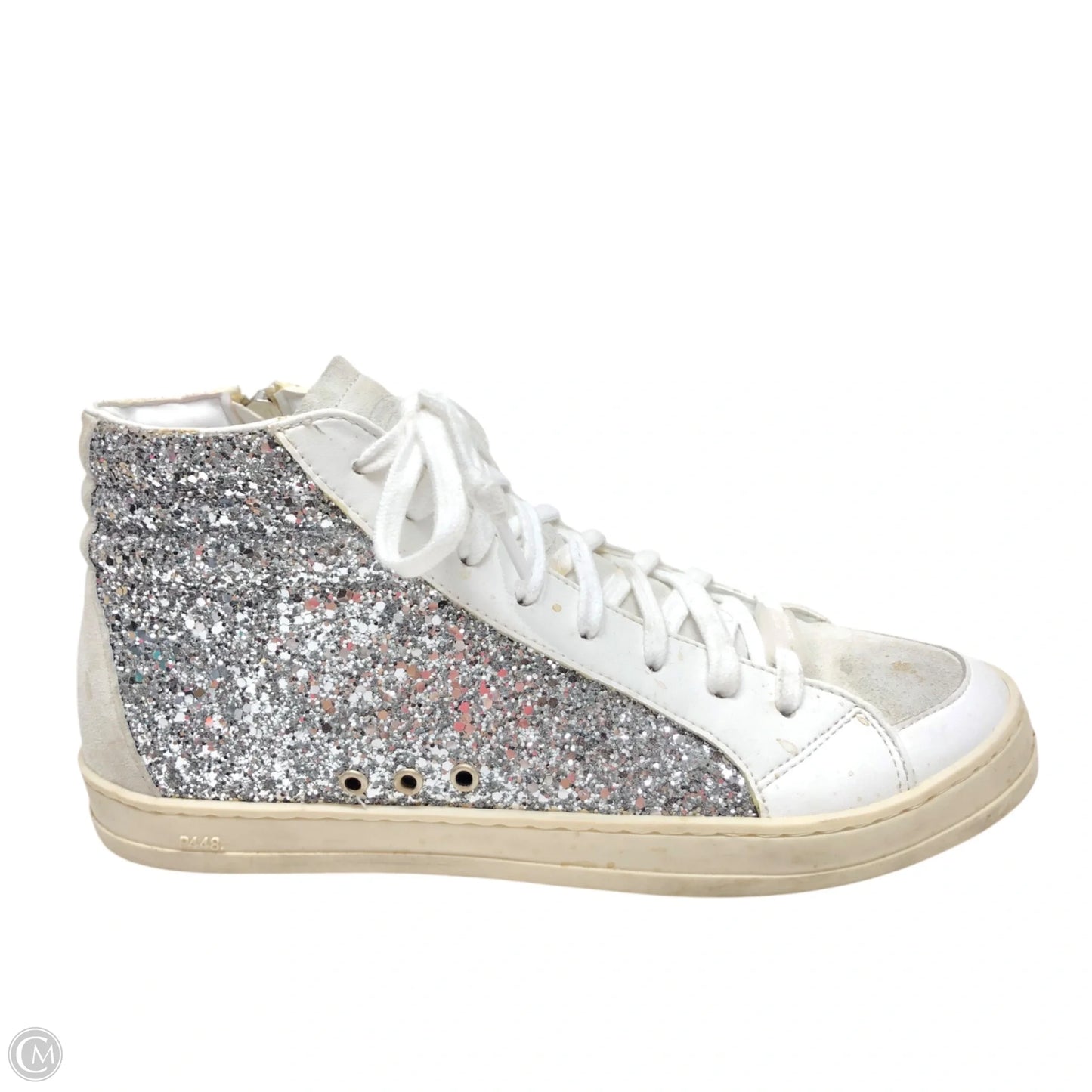 Shoes Sneakers By P448 In Silver & White, Size: 7.5