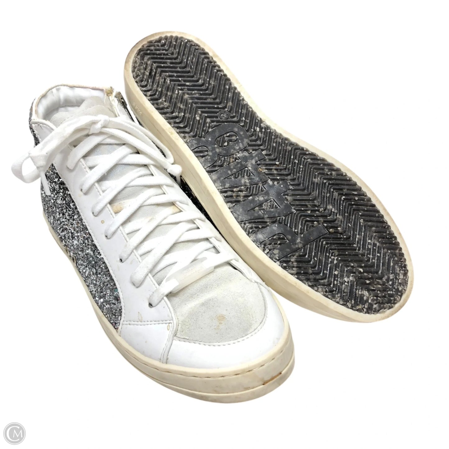 Shoes Sneakers By P448 In Silver & White, Size: 7.5
