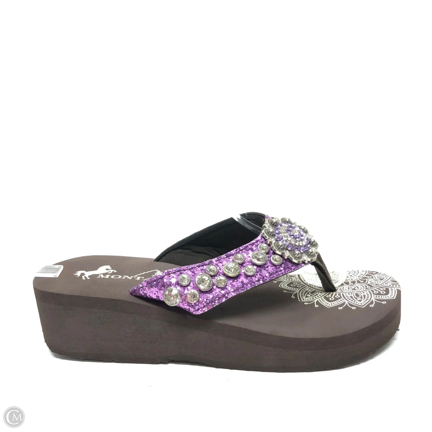 Sandals Heels Wedge By Cme In Purple, Size: 7
