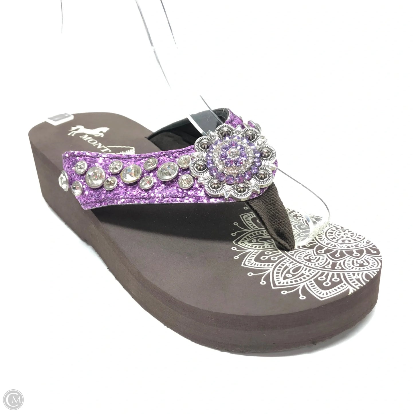 Sandals Heels Wedge By Cme In Purple, Size: 7