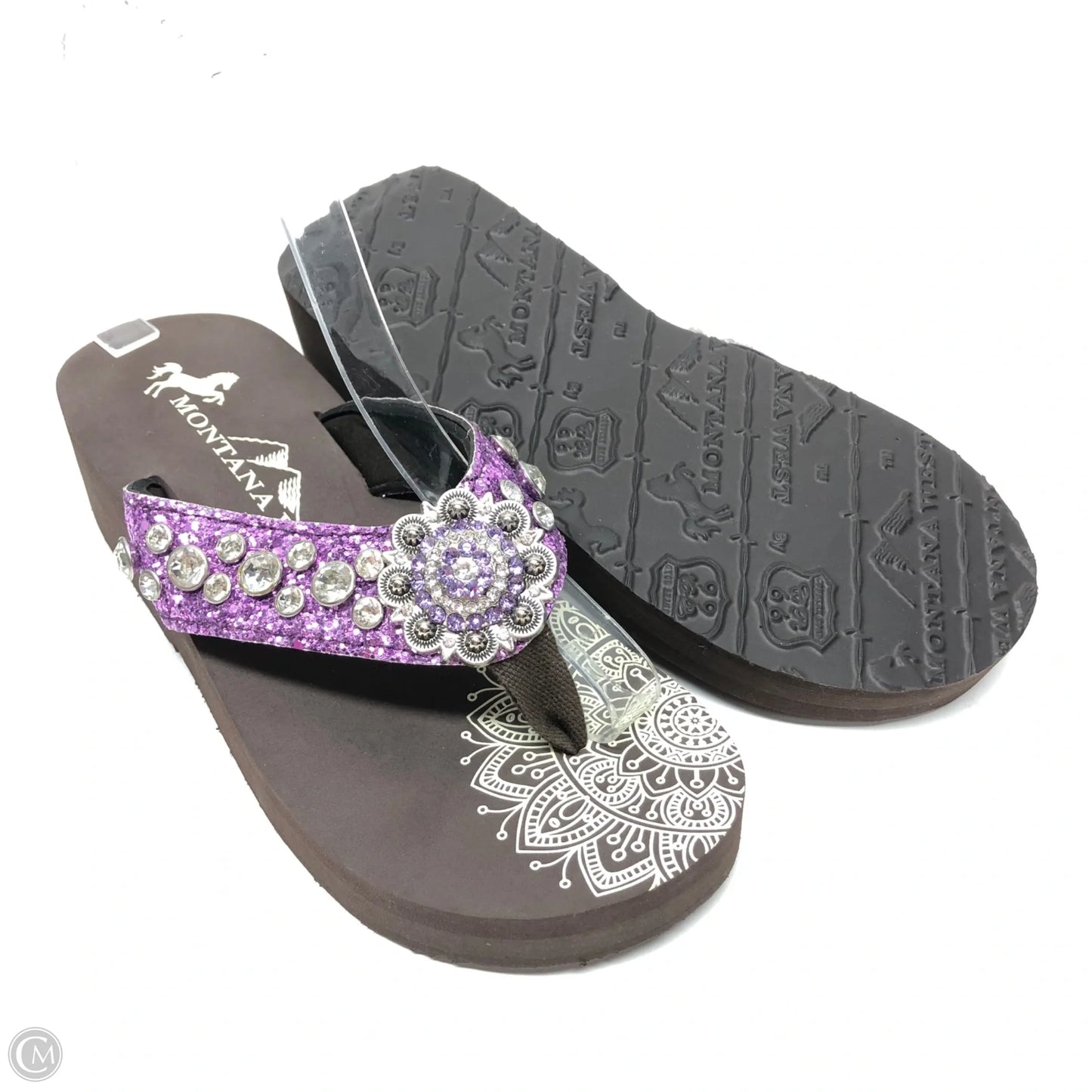 Sandals Heels Wedge By Cme In Purple, Size: 7