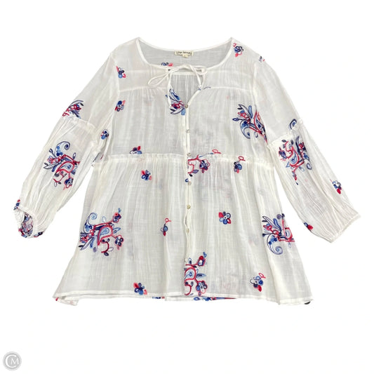 Tunic Long Sleeve By Clothes Mentor In White, Size: L