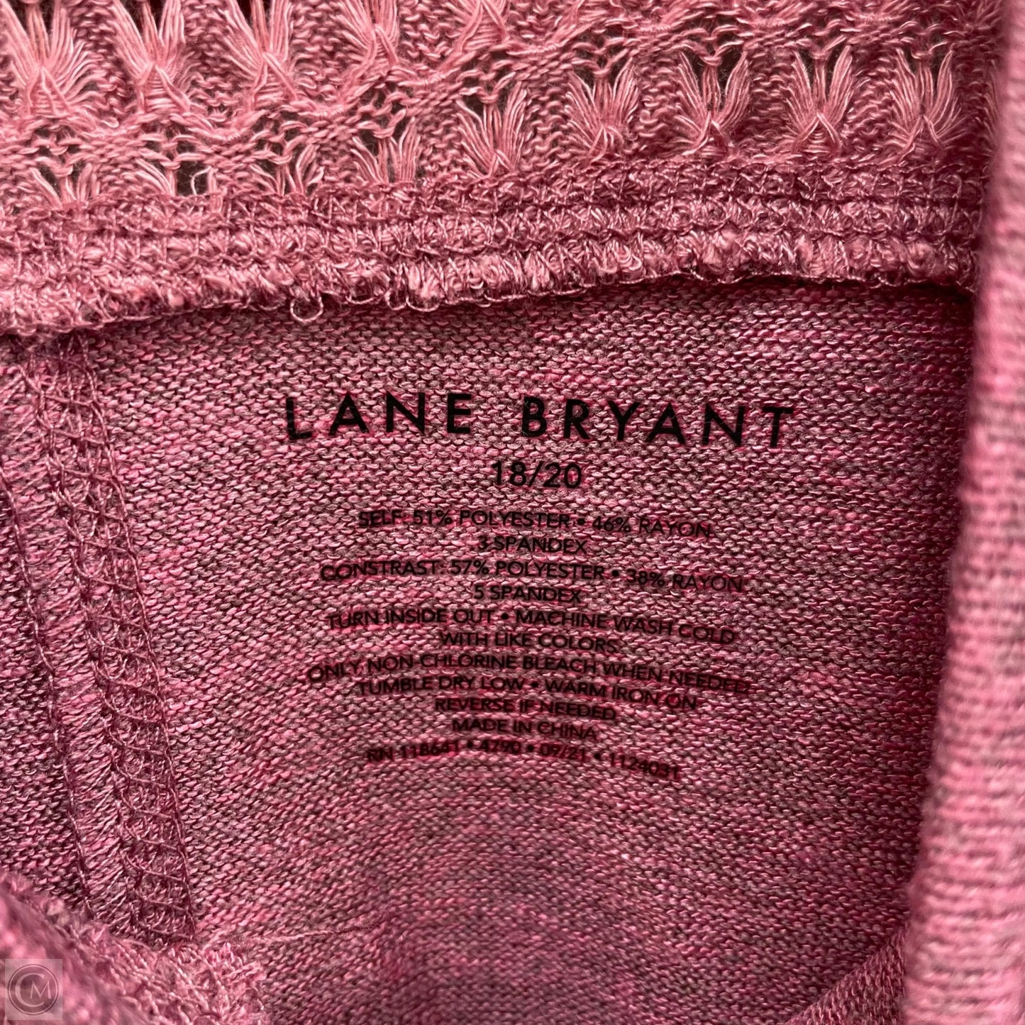 Top Long Sleeve By Lane Bryant In Pink, Size: 1x