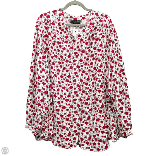 Top Long Sleeve By Lane Bryant In Red & White, Size: 4x
