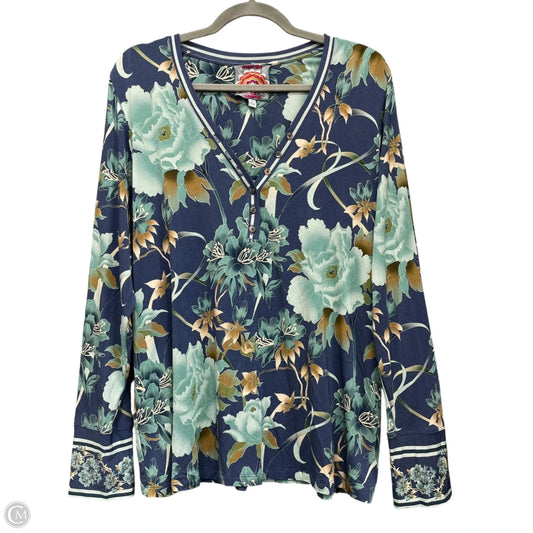 Top Long Sleeve By Johnny Was In Blue & Green, Size: Xl