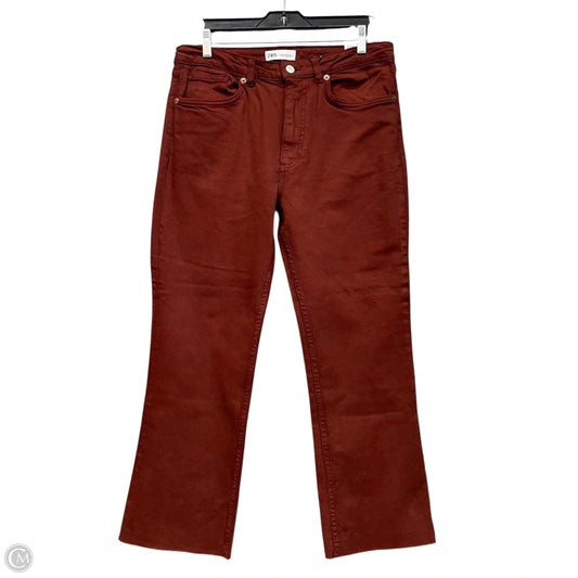 Jeans Cropped By Zara In Brown & Red, Size: 10