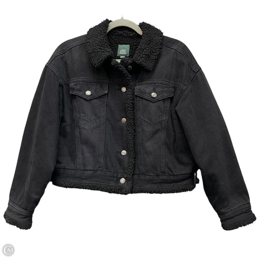 Jacket Faux Fur & Sherpa By Wild Fable In Black Denim, Size: Xs